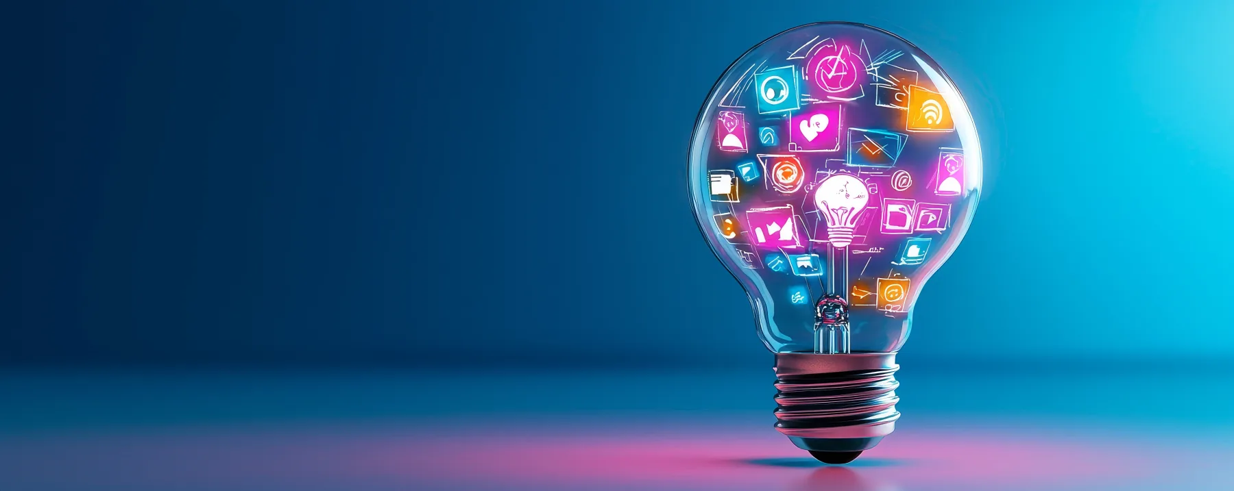 Digital knowledge and search concepts represented inside a light bulb